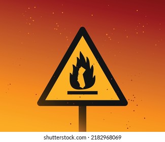 California's silhouette placed on a fire warning sign.
Wildfires in California crisis, burning forests, summer high temperatures, global warming, climate changes and heatwave concepts. Vector