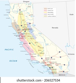 Californias Wine Regions Map Stock Vector (Royalty Free) 206527534 ...