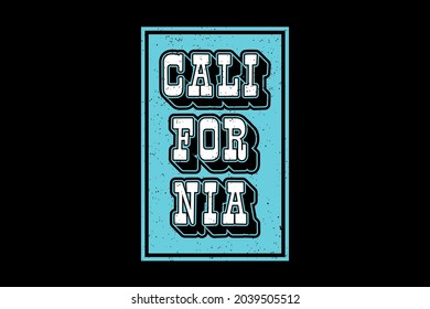 California,t shirt mock up typography blue 3 dimensions effect