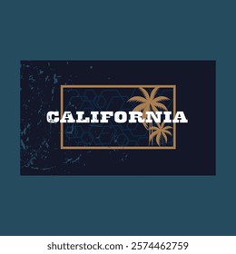 California-themed print design for fashion tee