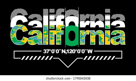 California.Vintage and typography design in vector illustration.Clothing,apparel and other uses.Eps10