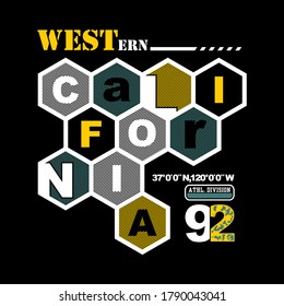 California.Vintage and typography design in vector illustration.Clothing,apparel and other uses.Eps10