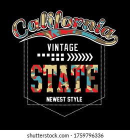 California.vintage and vector illustration in army pattern design.Eps10