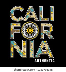 California.vintage and vector illustration in army pattern design.Eps10