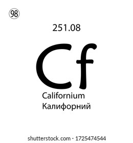 Californium chemical element. The inscription in Russian and English is Californium. vector illustrator