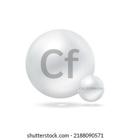 Molécula californiana de plata. Ecología y concepto bioquímico. Esferas aisladas sobre fondo blanco. Ilustración de vectores 3D.
