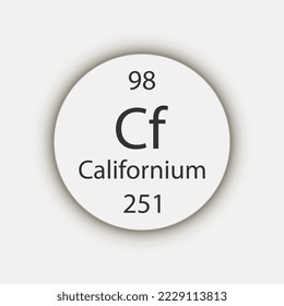 Californium symbol. Chemical element of the periodic table. Vector illustration.