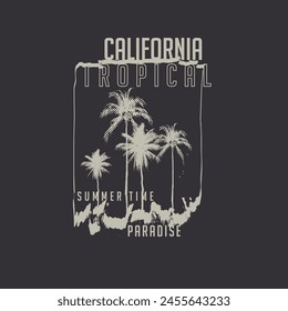Califronia Tropical paradise summer palm tree graphic design