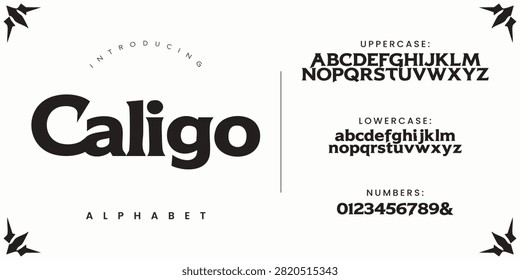Caligo bold display typography font classic vector template set for branding and creative poster
