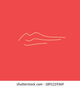 Caligrafic line lips on red background logo 