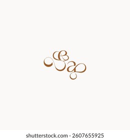 caligraphic style monogram luxury minimalist logo design AE wedding initial concept letter