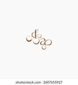 caligraphic style monogram luxury minimalist logo design AF wedding initial concept letter