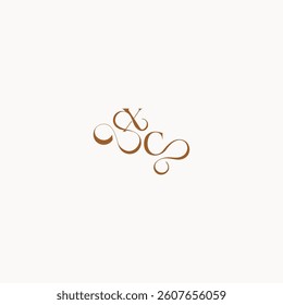 caligraphic style monogram luxury minimalist logo design CX wedding initial concept letter