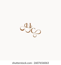caligraphic style monogram luxury minimalist logo design CU wedding initial concept letter