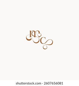 caligraphic style monogram luxury minimalist logo design CM wedding initial concept letter