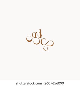 caligraphic style monogram luxury minimalist logo design CD wedding initial concept letter