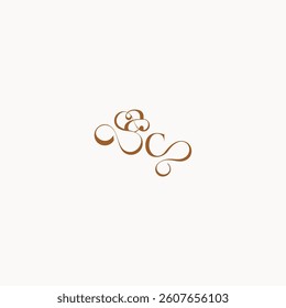 caligraphic style monogram luxury minimalist logo design CA wedding initial concept letter