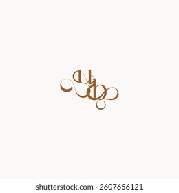 caligraphic style monogram luxury minimalist logo design BU wedding initial concept letter