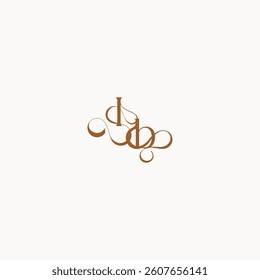 caligraphic style monogram luxury minimalist logo design BI wedding initial concept letter