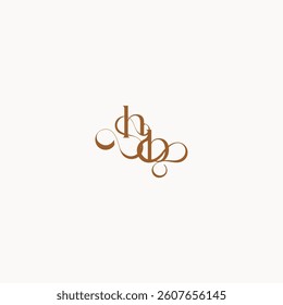 caligraphic style monogram luxury minimalist logo design BH wedding initial concept letter