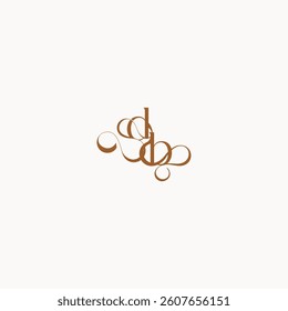 caligraphic style monogram luxury minimalist logo design BD wedding initial concept letter