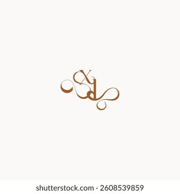 caligraphic style monogram luxury minimalist logo design LX wedding initial concept letter