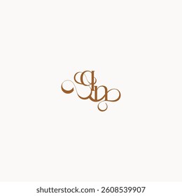 caligraphic style monogram luxury minimalist logo design NQ wedding initial concept letter