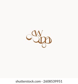 caligraphic style monogram luxury minimalist logo design MW wedding initial concept letter
