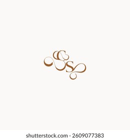 caligraphic style monogram luxury minimalist logo design SC wedding initial concept letter