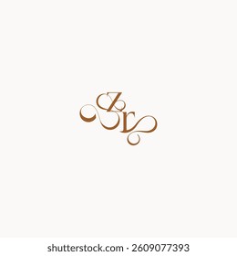 caligraphic style monogram luxury minimalist logo design RZ wedding initial concept letter
