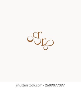caligraphic style monogram luxury minimalist logo design RR wedding initial concept letter