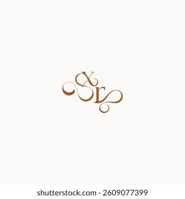 caligraphic style monogram luxury minimalist logo design RX wedding initial concept letter