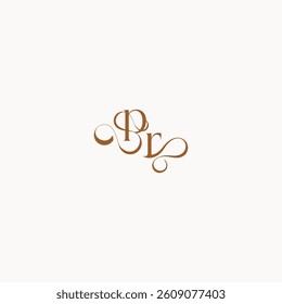 caligraphic style monogram luxury minimalist logo design RP wedding initial concept letter
