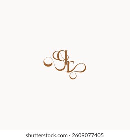 caligraphic style monogram luxury minimalist logo design RQ wedding initial concept letter