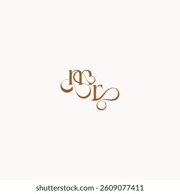 caligraphic style monogram luxury minimalist logo design RM wedding initial concept letter