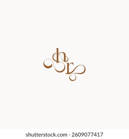 caligraphic style monogram luxury minimalist logo design RH wedding initial concept letter