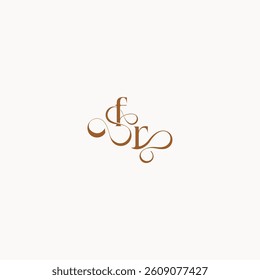 caligraphic style monogram luxury minimalist logo design RF wedding initial concept letter