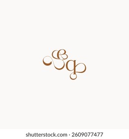caligraphic style monogram luxury minimalist logo design QE wedding initial concept letter