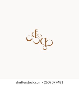 caligraphic style monogram luxury minimalist logo design QF wedding initial concept letter