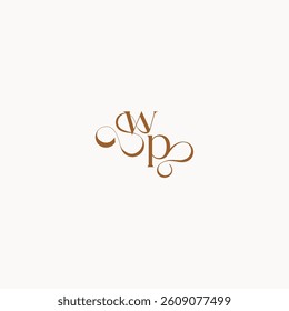 caligraphic style monogram luxury minimalist logo design PW wedding initial concept letter