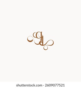 caligraphic style monogram luxury minimalist logo design LQ wedding initial concept letter