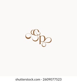 caligraphic style monogram luxury minimalist logo design PO wedding initial concept letter