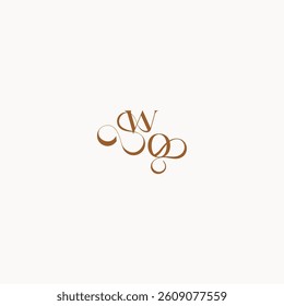caligraphic style monogram luxury minimalist logo design OW wedding initial concept letter
