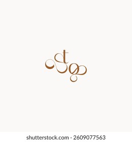 caligraphic style monogram luxury minimalist logo design OT wedding initial concept letter