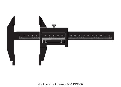 Caliper. Black drawing. Vector illustration isolated on white background