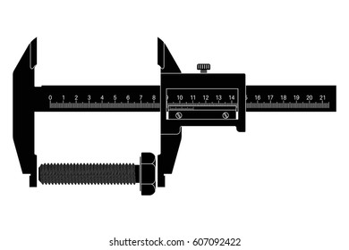Caliper. Black drawing. Vector illustration isolated on white background
