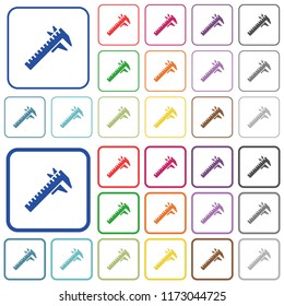 Caliper color flat icons in rounded square frames. Thin and thick versions included.