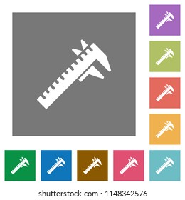 Caliper flat icons on simple color square backgrounds