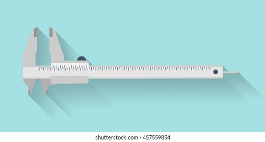 Caliper in a flat style. Mesurement. Building and construction. Vector illustration.