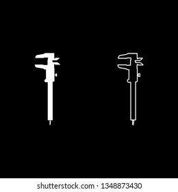 Caliper Hand caliper Sliding caliper Vernier caliper Slide gage Trammel icon set white color vector illustration 